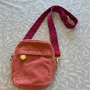 Rowing Blazers for Target Pink Corduroy Crossbody Bag with Checkered Strap